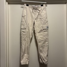 Levi  s Girls Cream Cargo Jogger Pants Size 10 Elastic Waist Pockets Casual