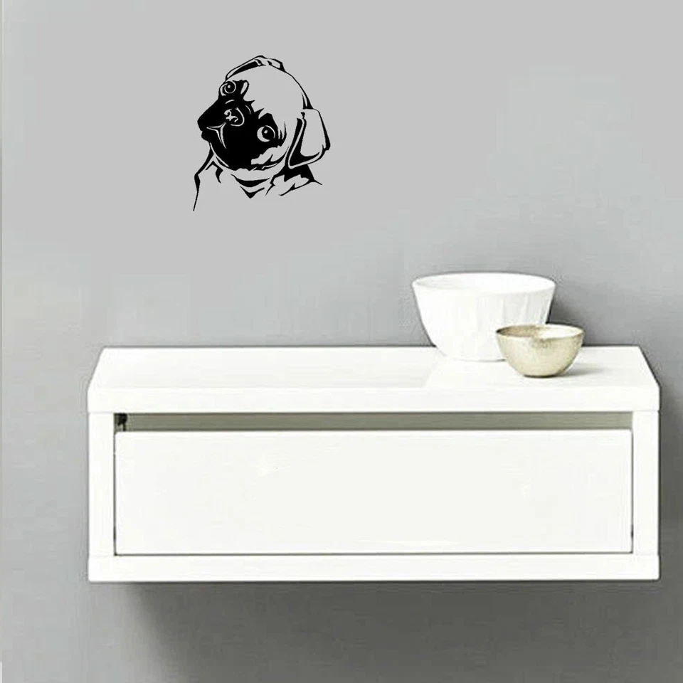 Black Cute Pug Dog Vinyl Decal Sticker for Macbook Laptop Car Window Wall Door - Image 3 of 4
