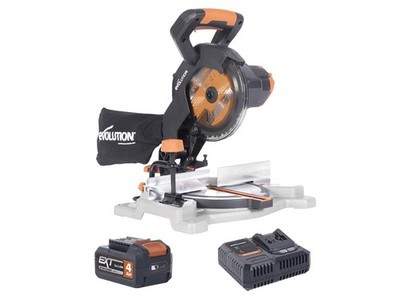 Evolution EXT Kapp- und Gehrungssäge 18V 1 x 4,0Ah Li-Ion 185 x 20mm R185CMS-Li