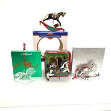Rocking Horse Christmas Ornaments Lot Of 4 Excellent Condition