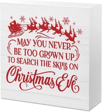 Santa Claus Elk Christmas Decor - 5x5 Inch Office Desk Sign