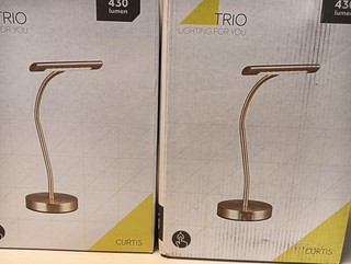 2er set Trio Leuchten LED Tischleuchte Curtis 579790108 Metall Messing matt