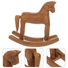 2pcs Handmade Wooden Rocking Horse Toy Mini Desktop Rocking Horse Ornament