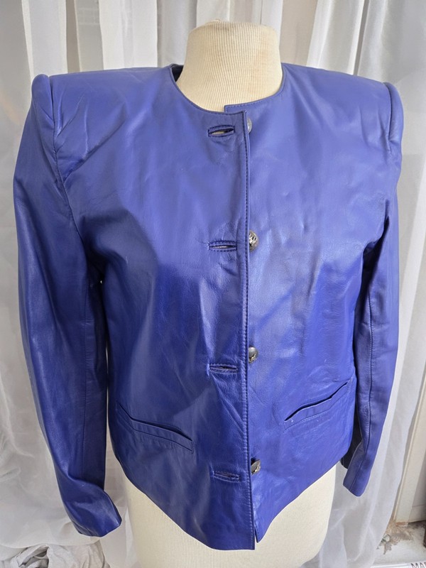 Evan Davies Leather Jacket Vintage 1980s style Purple size 4