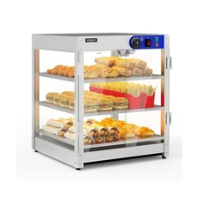 ROVSUN 3-Tier Commercial Food Warmer, Pizza Warmer Food Warmer Display with L...