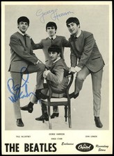 THE BEATLES promo photo signed autographed by PAUL McCARTNEY & GEORGE HARRISON
