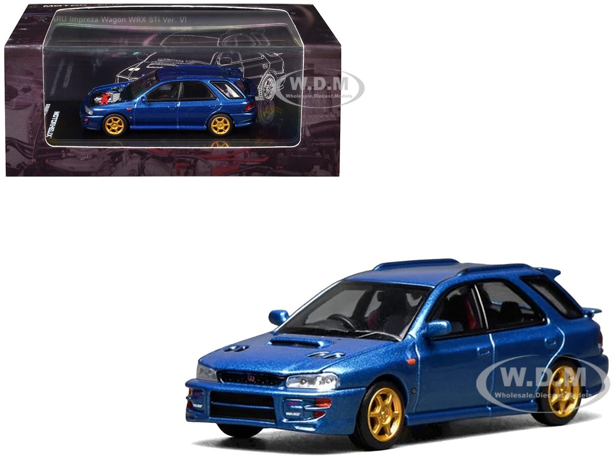 SUBARU IMPREZA WRX STI WAGON VER. VI RHD BLUE 1/64 DIECAST BY