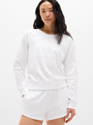 SALE! Athleta #865643-Airy Cotton Terry Crew Sweatshirt-FREE SHIPPING #NWT