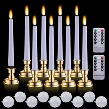 9PACK 8" LED 3D Wick Taper Candles with Remote Timer - Battery Operated Flame...