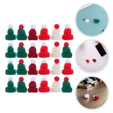 90 Pcs Handmade Hat Accessories Tiny Knit Hats for Crafts Knitted Tree Pendant