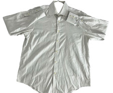 Michael kors mens checkered dress shirt size l white gray long sleeve button top