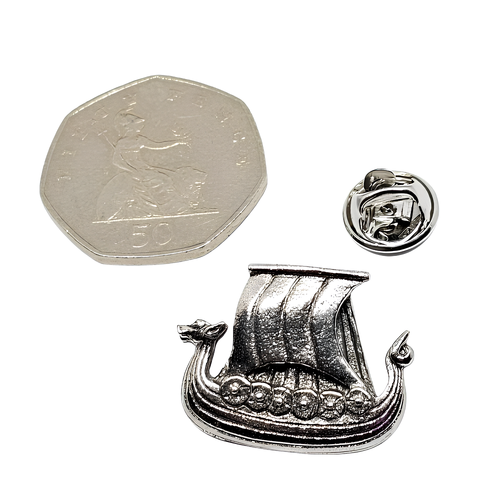 Pin de peltre de barco largo vikingo insignia barco nórdico broche solapa... - Imagen 3 de 7