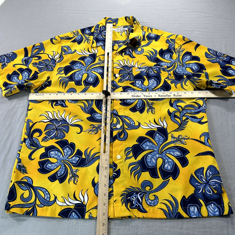 VINTAGE Rusty Shirt Mens Large Yellow Floral Hawaiian Button Up Surf Beach Y2K - Image 4 of 4