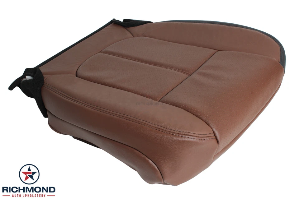 Ford F250 Platinum 2013-2016 - Cubierta de asiento de cuero inferior del lado del conductor marrón nuez Foto 4 de 4