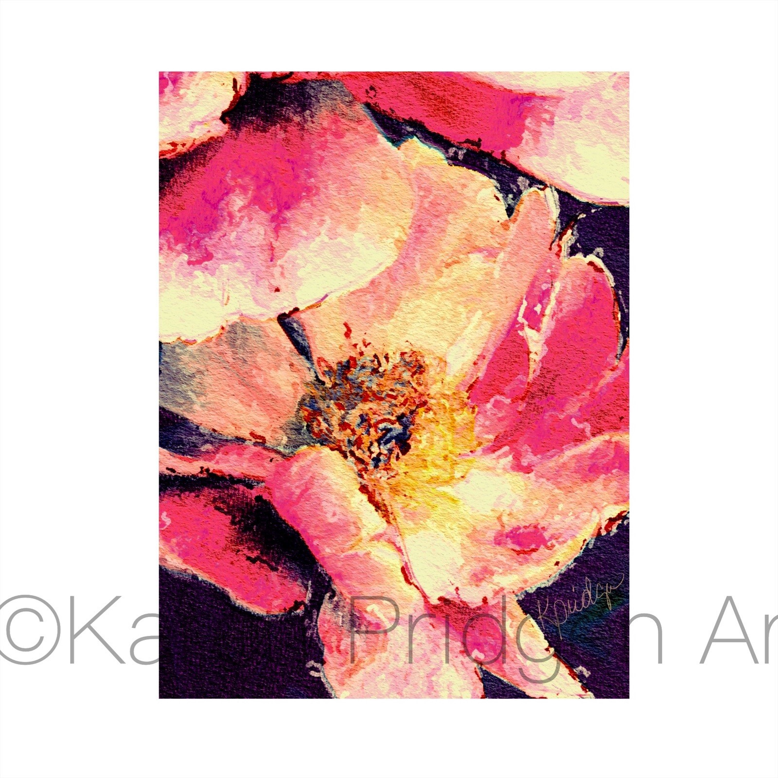 ACEO ATC Signed Print Art Artist Trading Card Floral Flowers “Joyous”