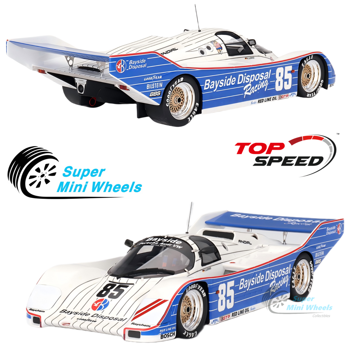 Top Speed 1:18 Porsche 962 #85 Bayside Disposal Racing 1987 IMSA