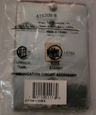 Allen Tel 630B8 - 8 Position, 8 Conductor, Telephone Chrome Wall Jack