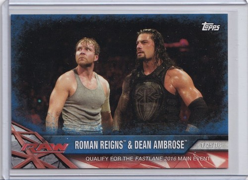 2017 Topps WWE Road to Wrestlemania Roman Reigns & Dean Ambrose Blue #18 83/99 - Picture 1 of 2