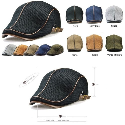 COPPOLA CAPPELLO BASCO UOMO FASHION CON VISIERA RIFINITURE IN PELLE VARI  COLORI | eBay