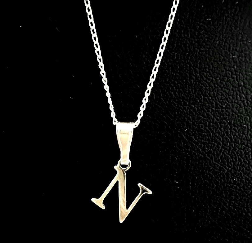 Initial N 925 Sterling Silver Pendant Necklace 925 Sterling
