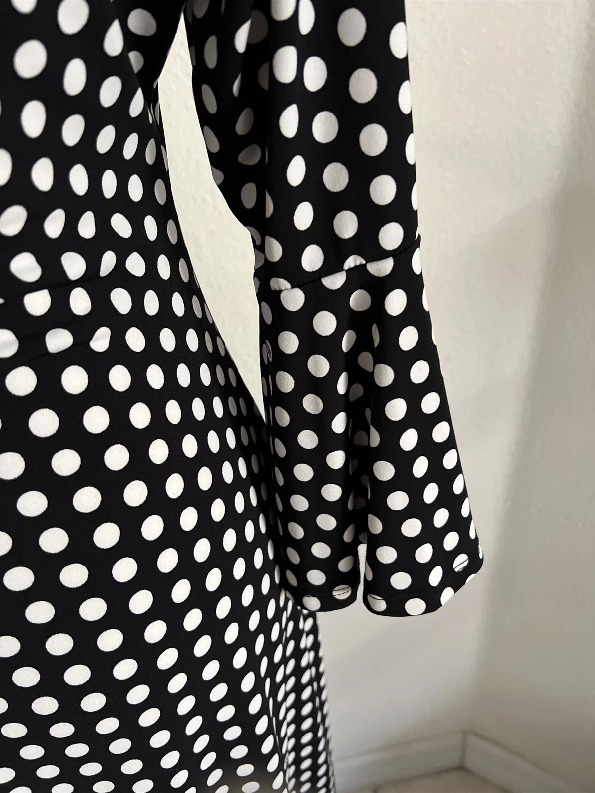 VETEMENTS Tommy Hilfiger abito linea A nero con pois manica a campana donna taglia 6