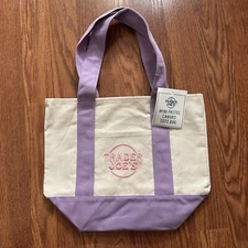 New Trader Joe's Purple Lavender Mini Canvas Reusable Tote Bag Limited Edition