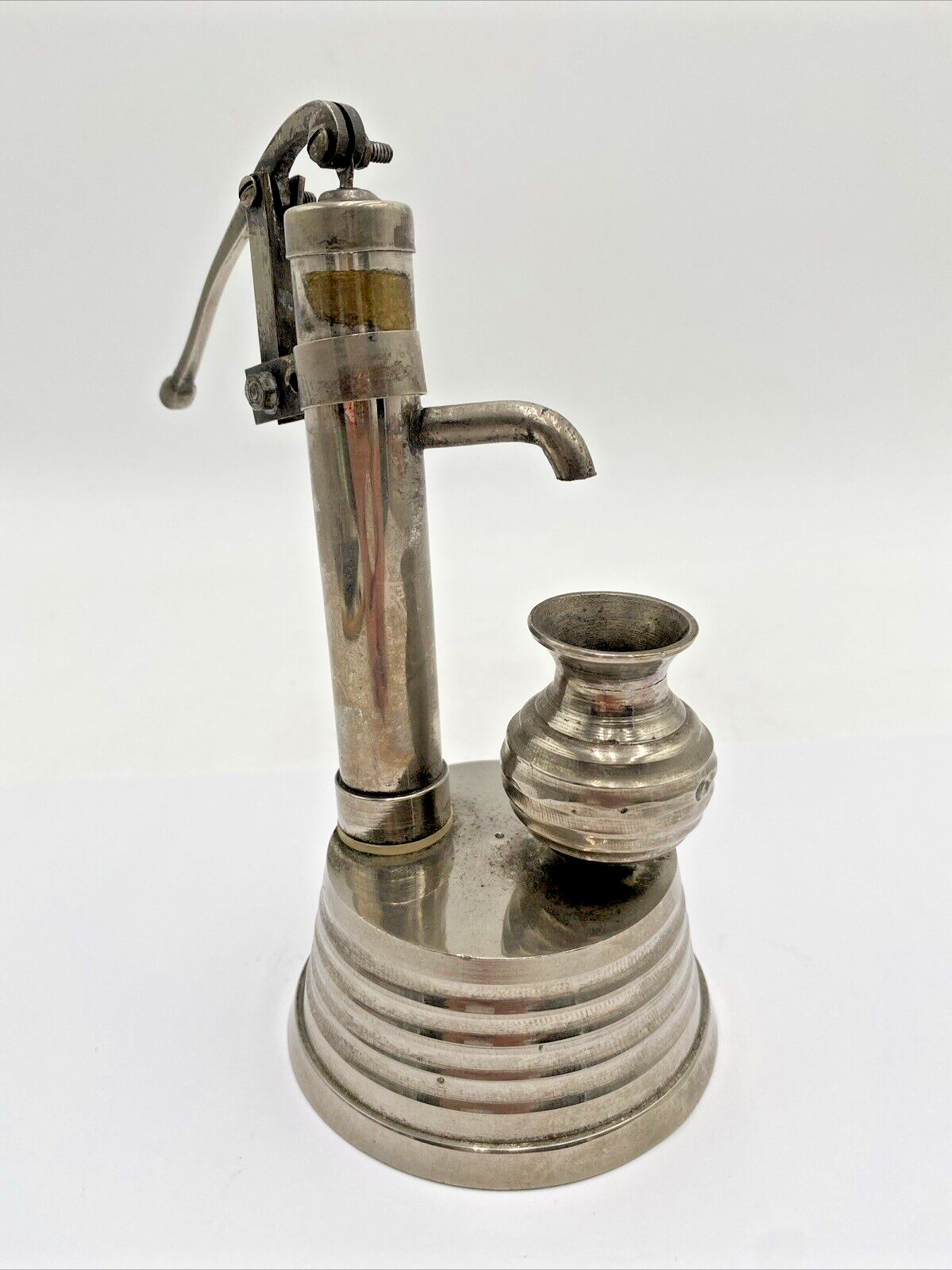 Vintage Chrome Style 6” Working Model of Water Hand Pump Very Unique GUC
