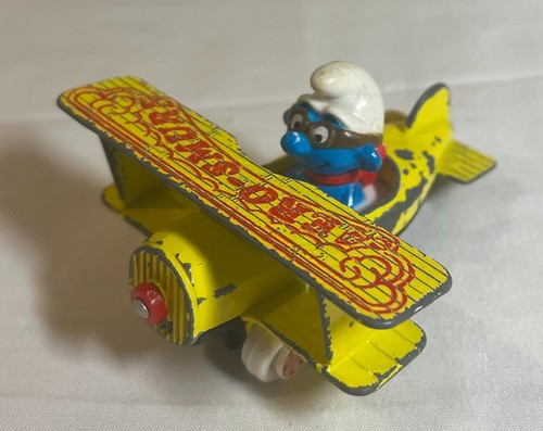 Vintage Smurfs Diecast Metal Vehicle - Aero Smurf Airpane - ERTL - Picture 1 of 2