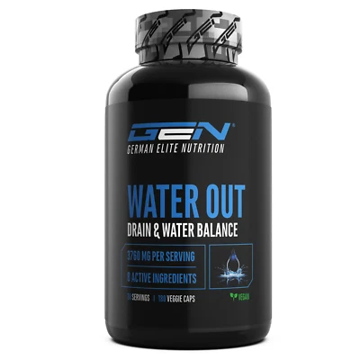 GERMAN ELITE NUTRITION WATER OUT - DRAIN & WATER BALANCE - 180 Kapseln (V) - 3760 mg aktive Wirkstoffe!