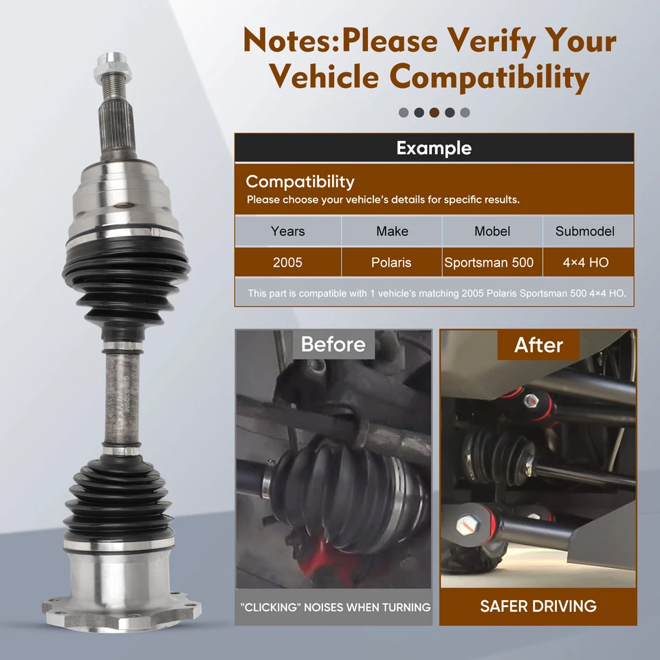 Front Left Right For Chevrolet Avalanche 2500 2002-2003 8.1L 4WD CV Axle Shaft - Image 4 of 4