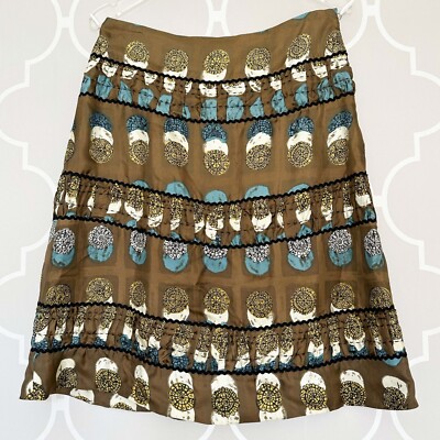 EASTON PEARSON Designer Ric Rac & Handstitched  100% Silk Skirt sz 10