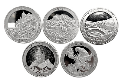 2012 S 5 Coin America the Beautiful Quarter 25c Gem Deep Cameo Proof 90% Silver