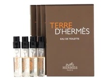 HERMES TERRE D'HERMES EDT 2.0ml .06fl oz x 4 COLOGNE SPRAY SAMPLE VIALS