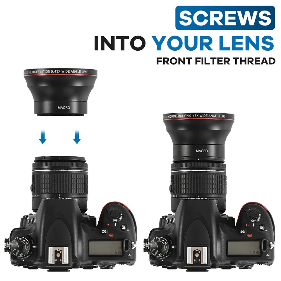 49/52/55/58mm 0.43x HD Super Wide Angle Lens with Macro Portion for DSLR Camera  - Image 4 of 4