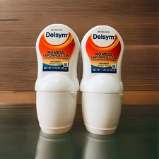 2 Pack Delsym No Mess vapor roll on 1.76 oz ointment cough suppressant topical