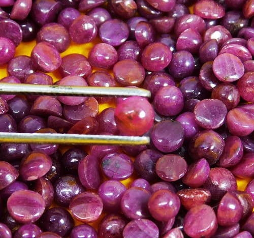 Natural African Round Red Ruby 100 Pcs+ Cabochon 5 x 4 mm Gemstones Real Lot - Picture 9 of 11