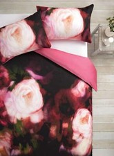 Set lenzuola piumone matrimoniale Luxe sfocato floreale rosa nero