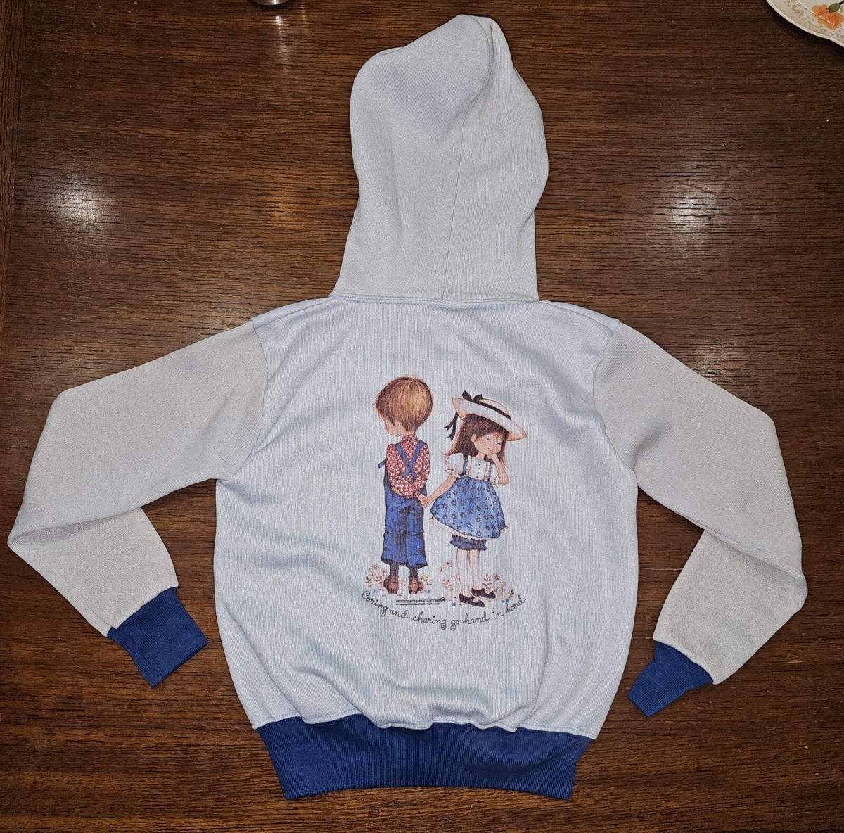Vintage 1977 Sears Kids Sweater L (6-6X) Zip Front Blue Petticoats
