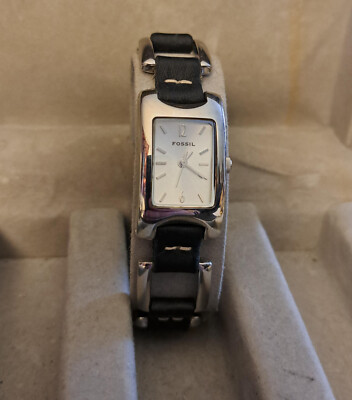 Fossil ES1116 Women's Rectangle Watch Black Metallic Genuine