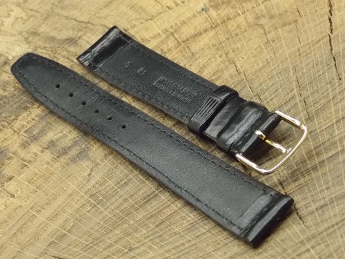 Vintage NOS unbenutztes Uhrenarmband 18 mm Leder mit goldfarbener Schnalle lang Hadley Roma - Bild 4 von 5