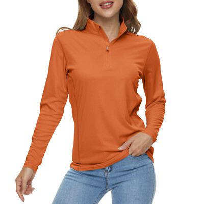 Women's UPF50+ Long Sleeve T-Shirt 1/4 Zip Up Quick Dry Performance Sport Shirts