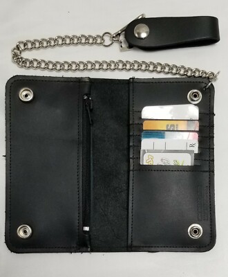 Black Leather Trucker Wallet 6.5