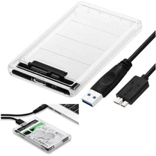 2.5" SATA USB 3.0 Clear Hard Drive Disk HDD SSD Enclosure External Laptop Case