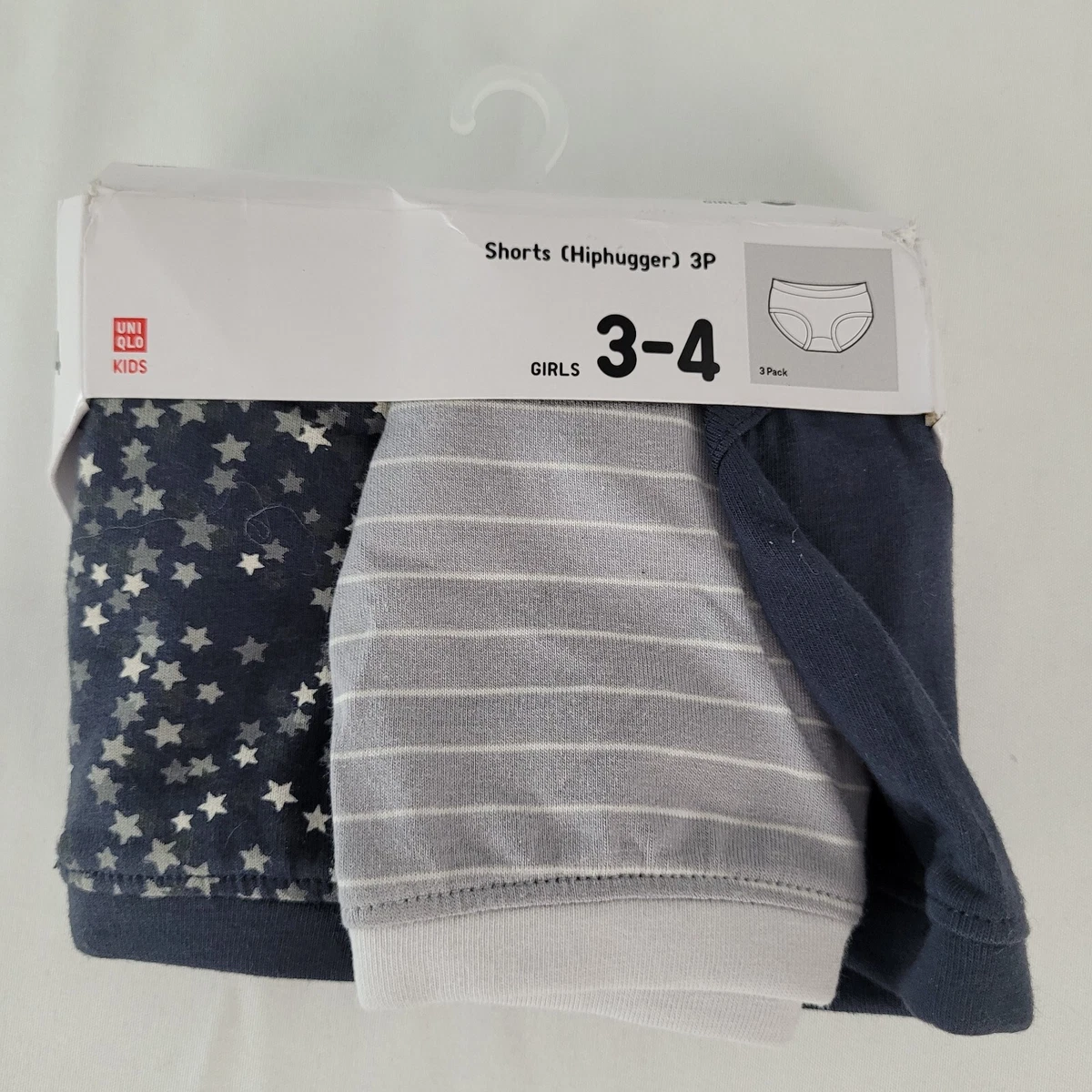 NWT Uniqlo Kids Girls Shorts Underwear Panties Set of 3 Size 3-4