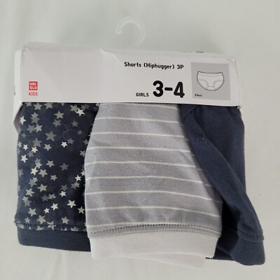 NWT Uniqlo Kids Girls Shorts Underwear Panties Set of 3 Size 3-4 