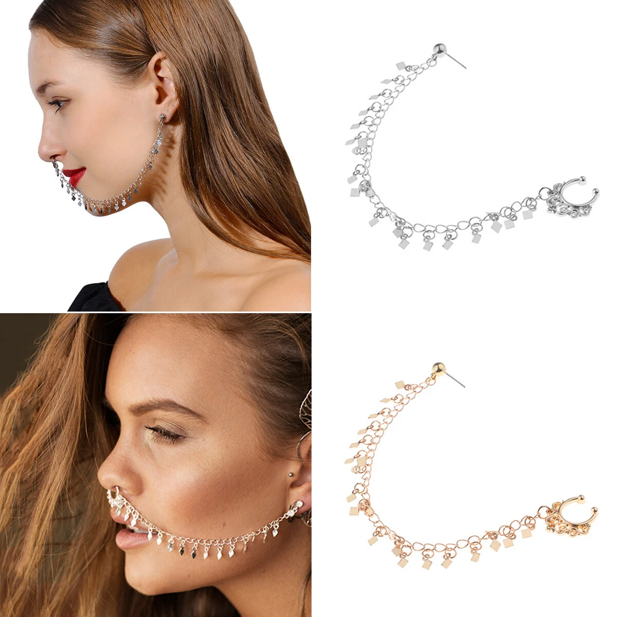 Discover more than 169 nose ring connected to earring latest seven.edu.vn