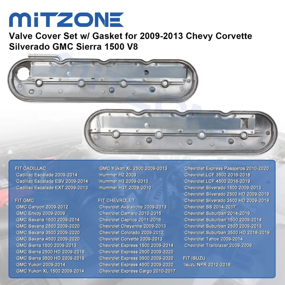 2PCS Valve Cover Set for 2009-2013 Chevy Corvette Silverado GMC Sierra 1500 V8🚗 - Image 3 of 4