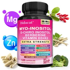 Myo Inositol D Chiro Inositol Supplement Hormonal Balance Support 30-120 Capsule