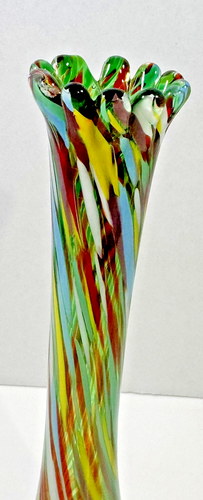 MCM JAPAN VASO BOCCIOLO VETRO SOFFIATO A MANO METÀ SECOLO MODERNO STRETCH ART VASO 10,5” - Foto 3 di 12