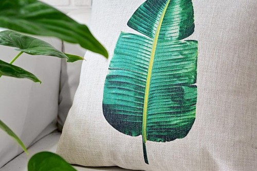 Tropical Beach House Cushion Pillow Cover Rainforest Palm Tree Banana Leaf Decor - Picture 10 of 17